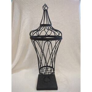 Wrought Iron Garden Urn Topiary Planter Trellis Indoor Lidded Tall